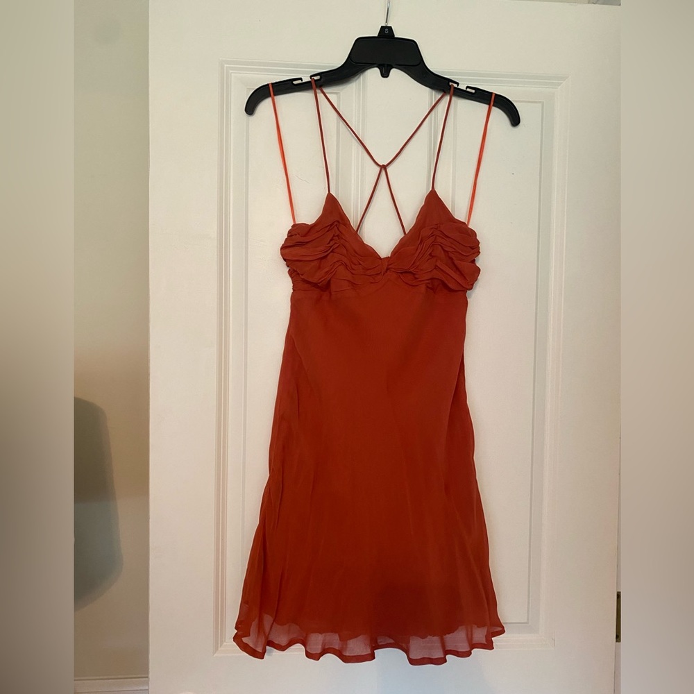 NWT Anthropologie Terracotta Twist-Front Slip Mini Dress, Size 0